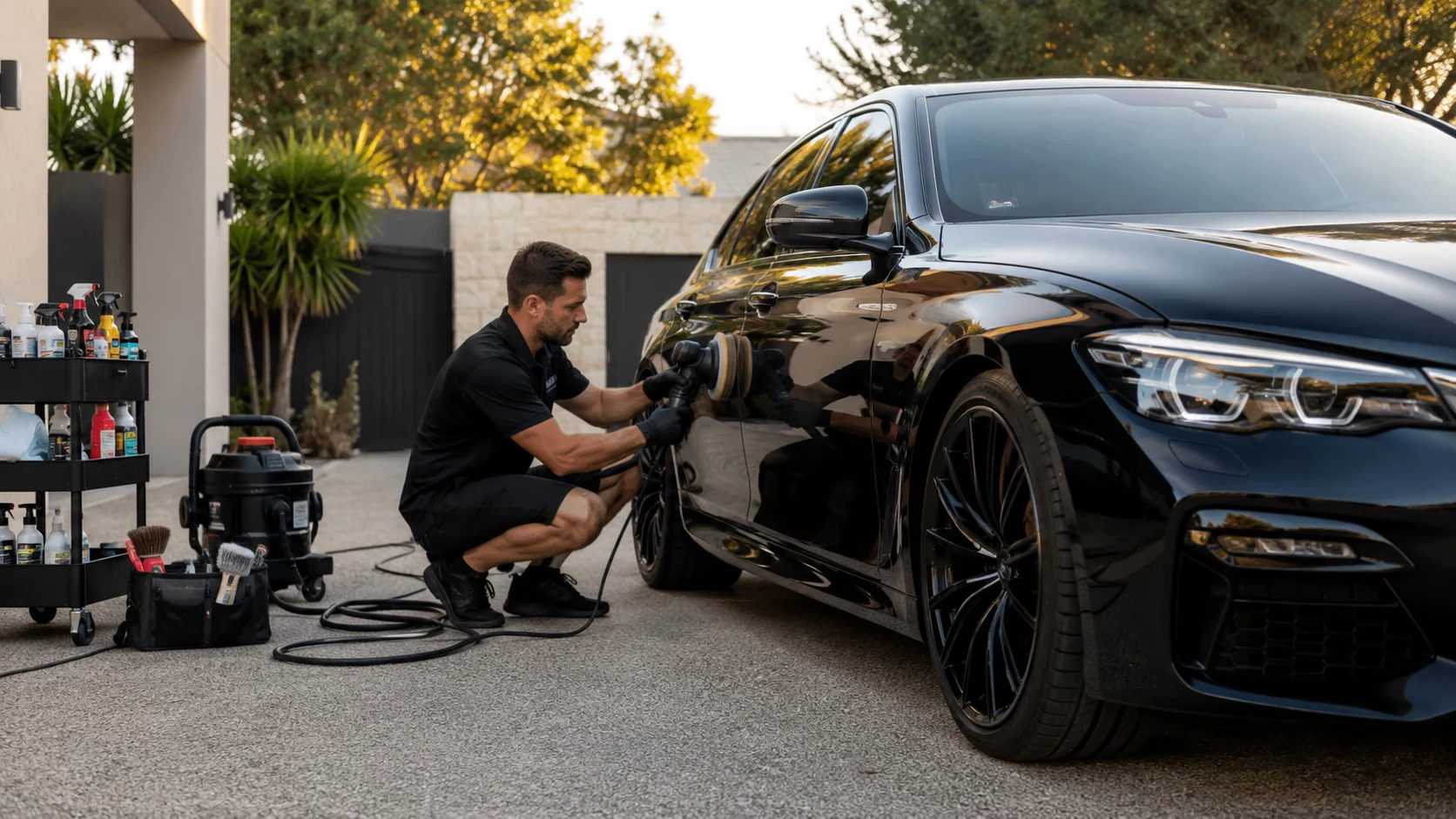 Ready Wheels mobile detailing a car at a Perth location